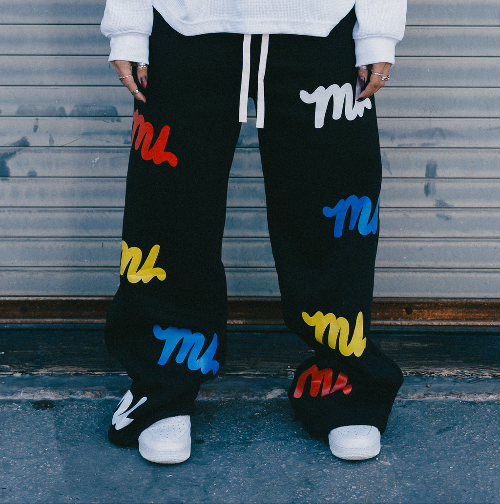 BLACK MU MONOGRAM SWEATPANTS