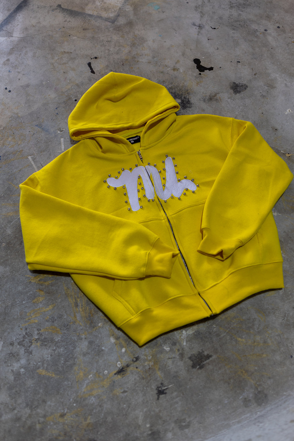 YELLOW RHINESTONE ZIP-UP