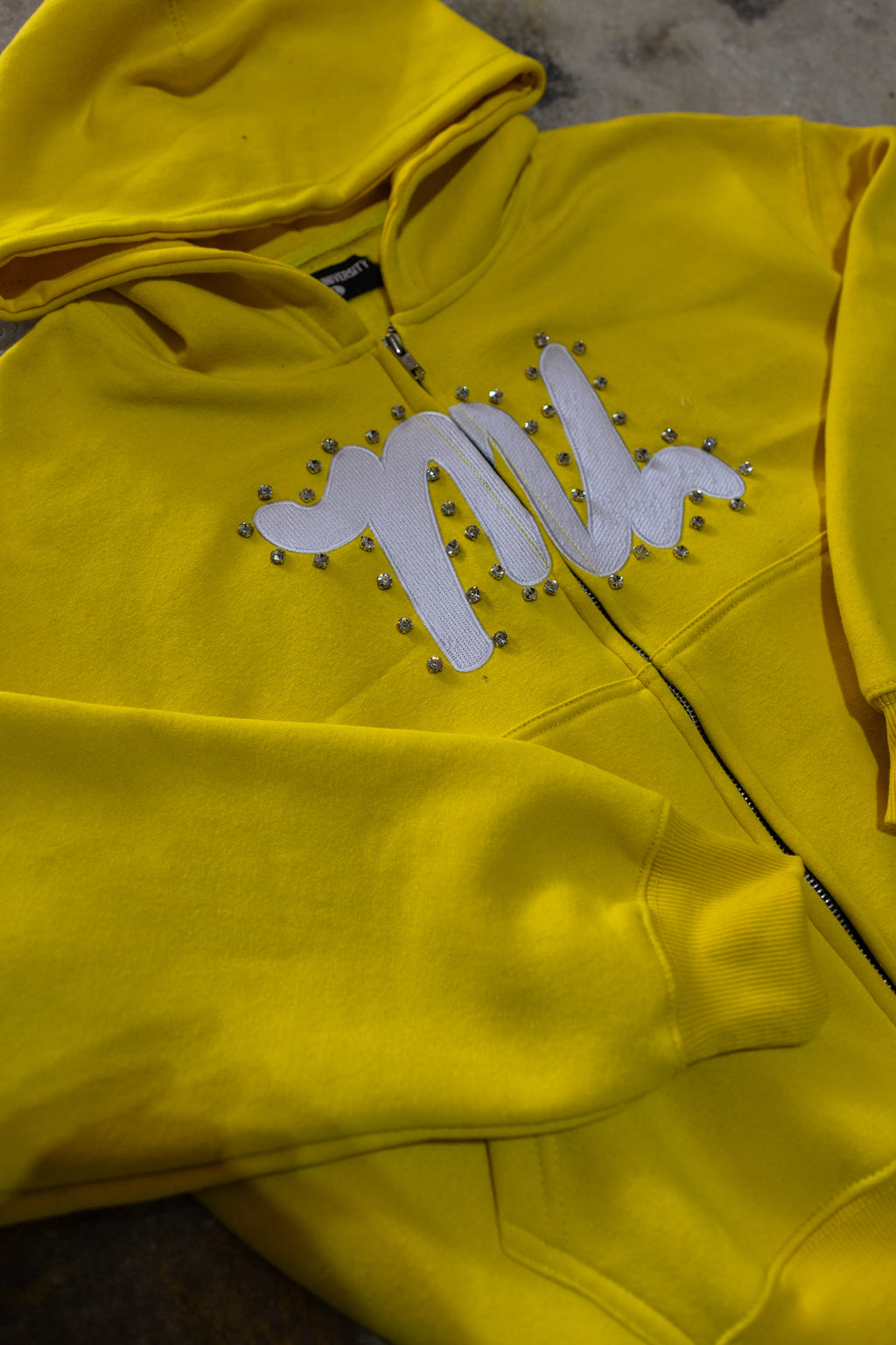 YELLOW RHINESTONE ZIP-UP