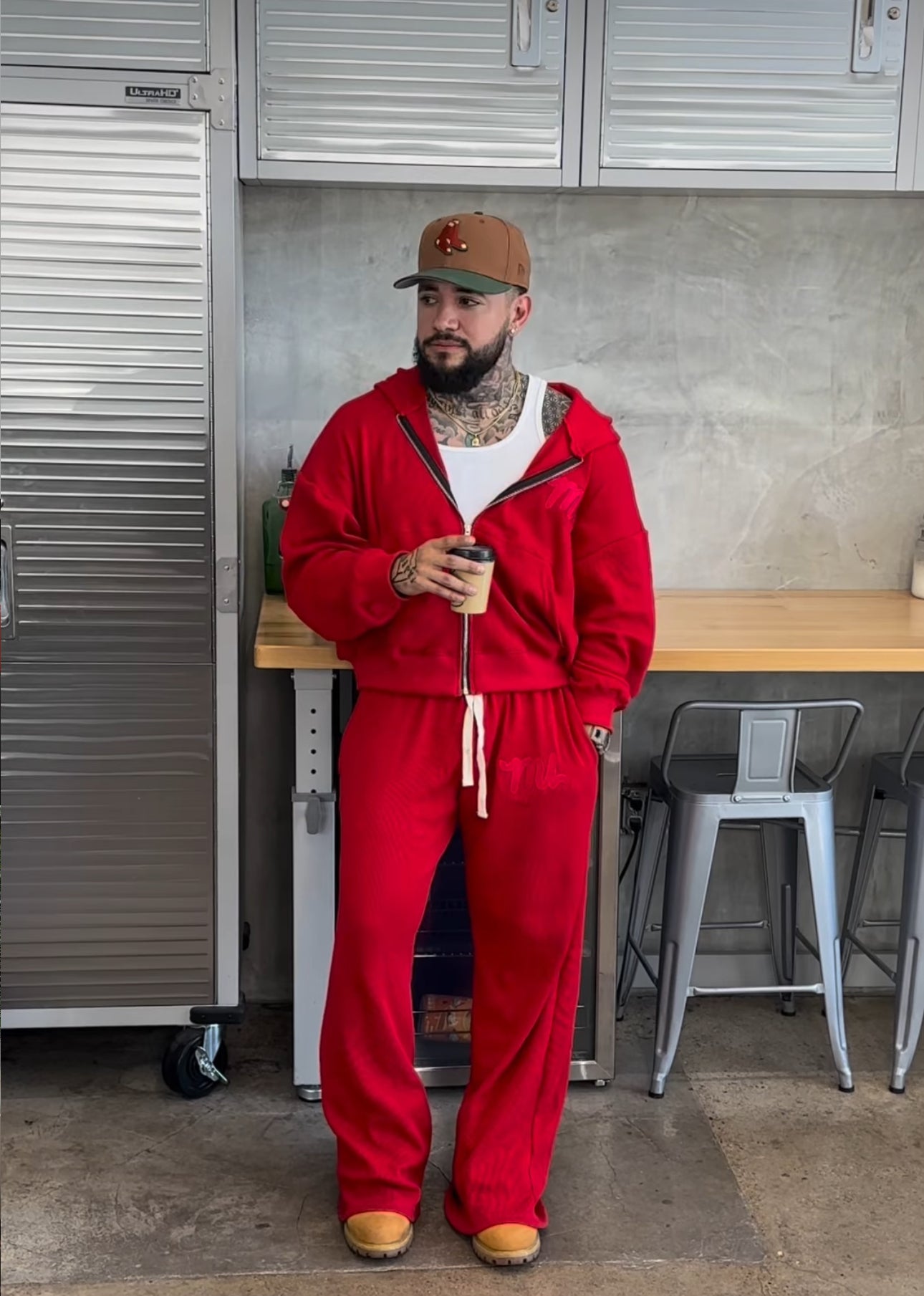 RED THERMAL SWEATSUIT