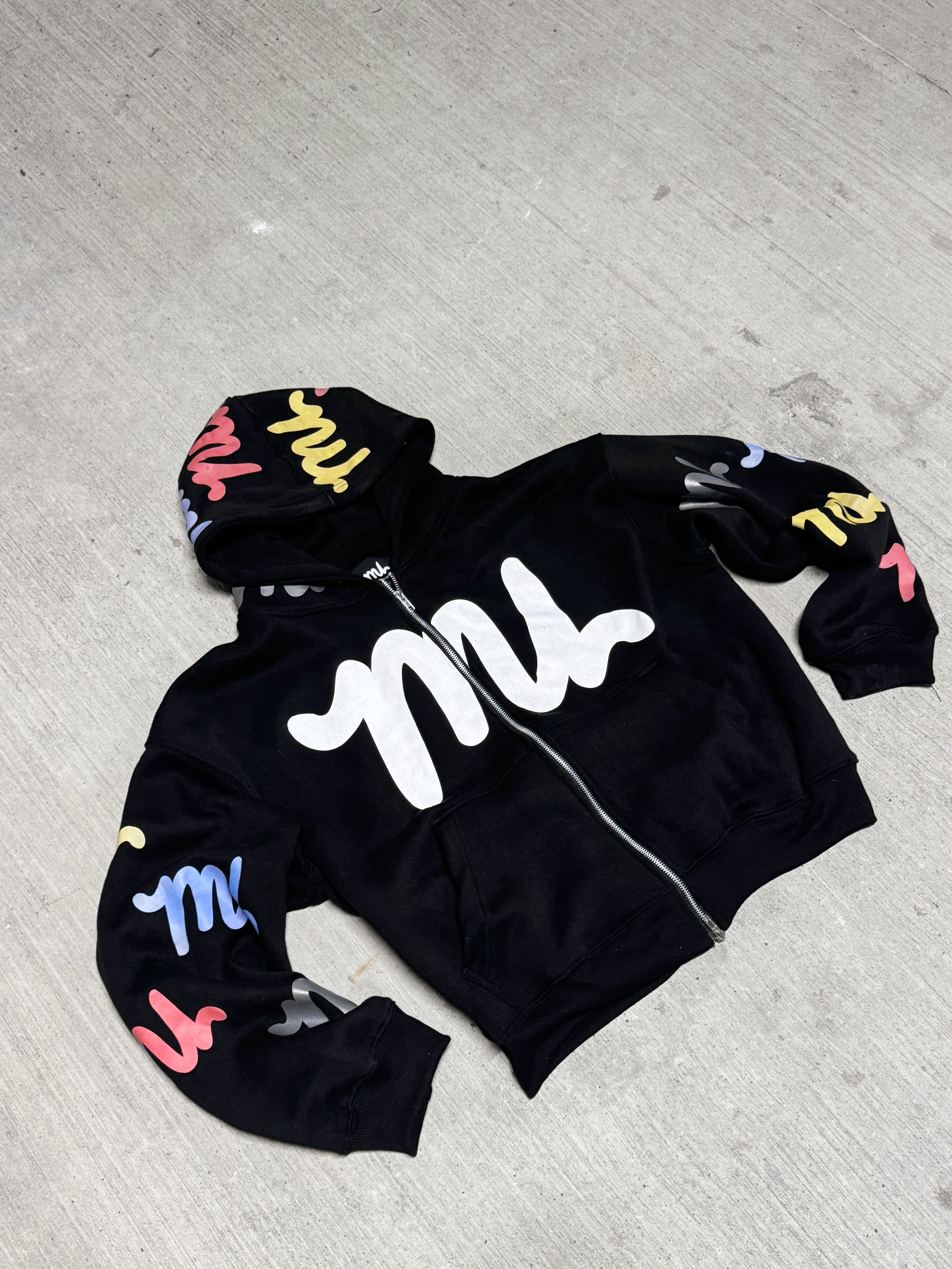 BLACK MU MONOGRAM ZIP-UP