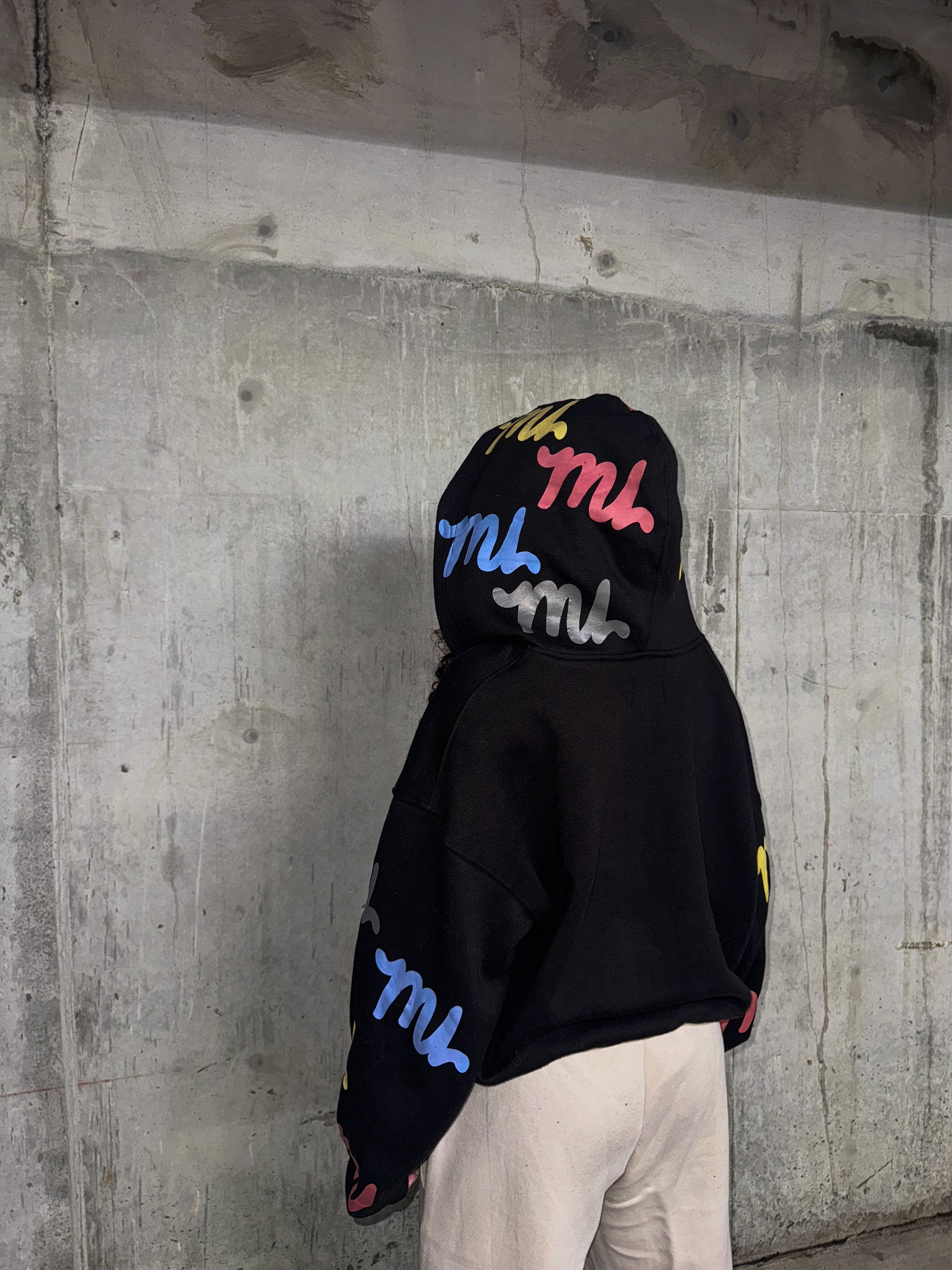 BLACK MU MONOGRAM ZIP-UP