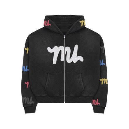 BLACK MU MONOGRAM ZIP-UP